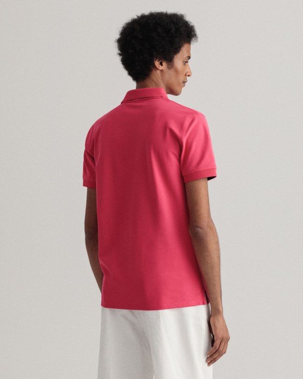 Gant Contrast Color Piqué Men's Polo Shirts Orange Pink | RaEeRd0nKIP