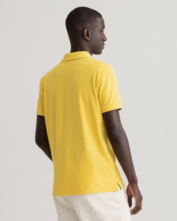 Gant Contrast Color Piqué Men's Polo Shirts Yellow | qszmdBSKuxl