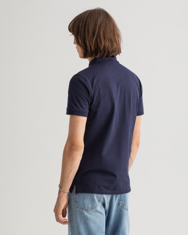 Gant Contrast Color Piqué Men's Polo Shirts Blue | wkiTxjcqmPP