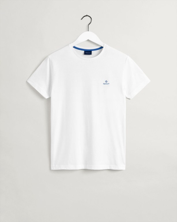 Gant Contrast Logo Men's T-shirts White | d00QhtL7hkG