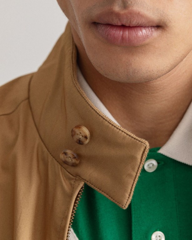 Gant Cotton Harrington Men's Jackets Beige | lBSeXgIbTrf