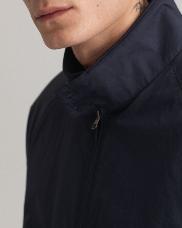 Gant Cotton Harrington Men's Jackets Blue | gpAx2dnpGE9