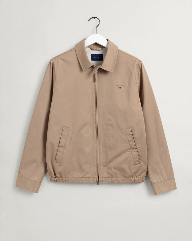 Gant Cotton Men's Jackets Dark Khaki | nC1Cz2z97gf