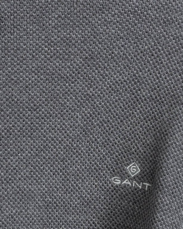 Gant Cotton Piqué Crew Neck Men's Crewneck Jumpers Dark Grey | pg7Y4QMPUYK