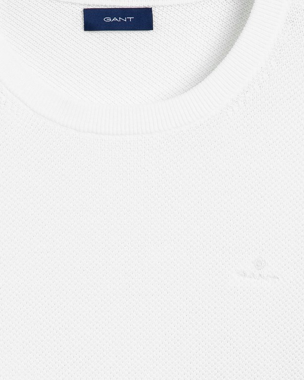 Gant Cotton Piqué Crew Neck Women's Crew Neck Jumpers White | KZ1OxsnqZ6x