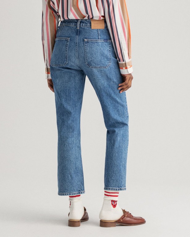 Gant Cropped Flared Women's Jeans Blue | P4RR0w3vQhQ