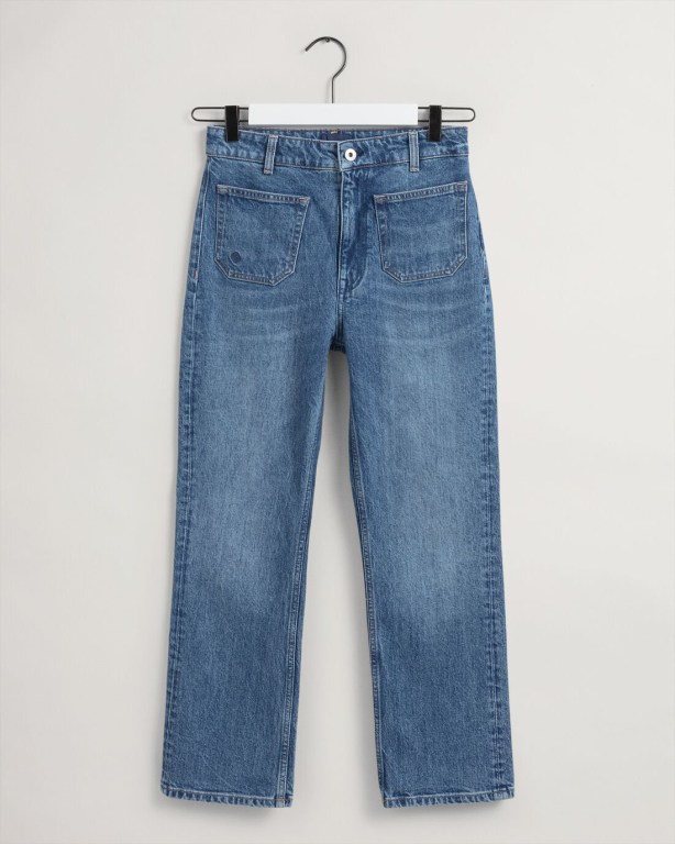 Gant Cropped Flared Women's Jeans Blue | P4RR0w3vQhQ