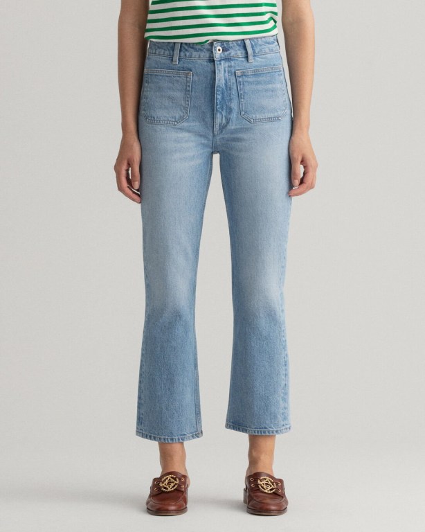 Gant Cropped Flared Women's Jeans Light Blue | fUIaTmzXyNR