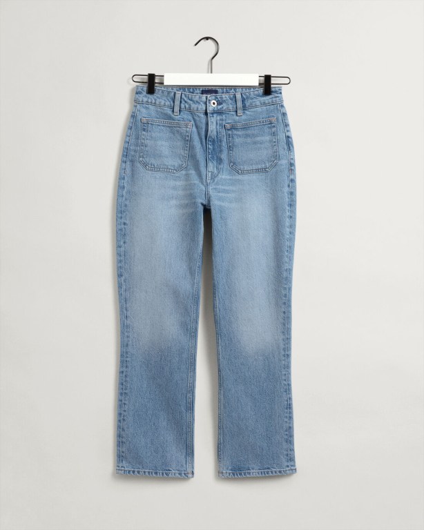 Gant Cropped Flared Women's Jeans Light Blue | fUIaTmzXyNR