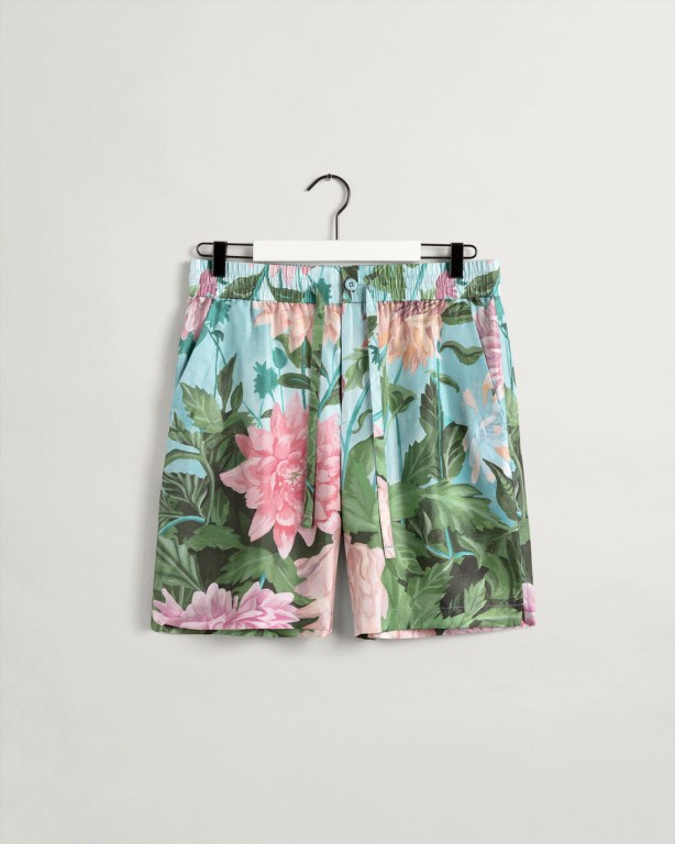 Gant Dahlia Print Silk Men's Shorts Rose | 9SDatuNgflJ