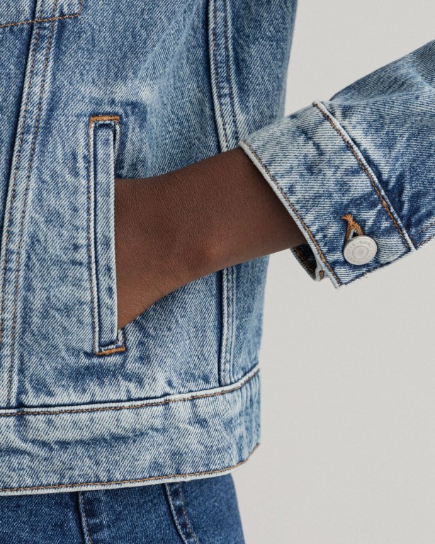 Gant Denim Trucker Women's Jackets Light Blue | VbGD90nafTI