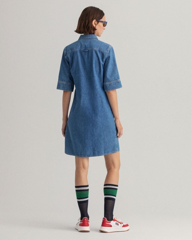 Gant Denim Women's Dresses Indigo | p1ieDgL68IG