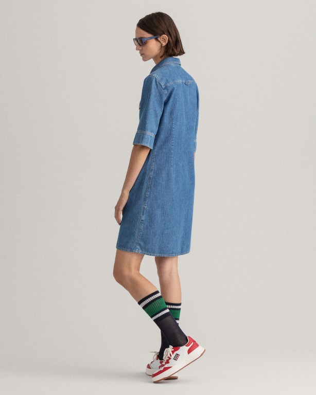 Gant Denim Women's Dresses Indigo | p1ieDgL68IG