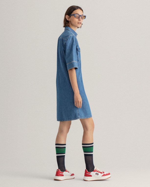 Gant Denim Women's Dresses Indigo | p1ieDgL68IG