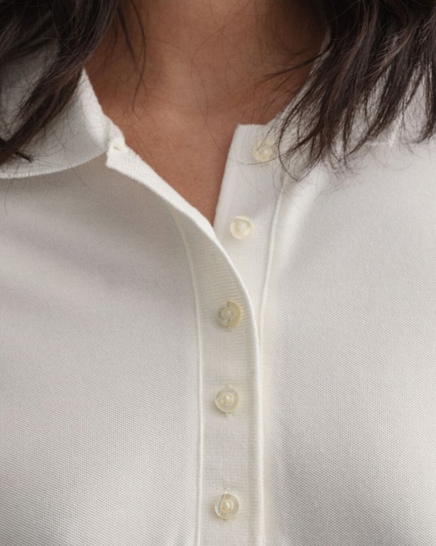 Gant Detail Collar Piqué Women's Polos White | W0yKoUdq2ih