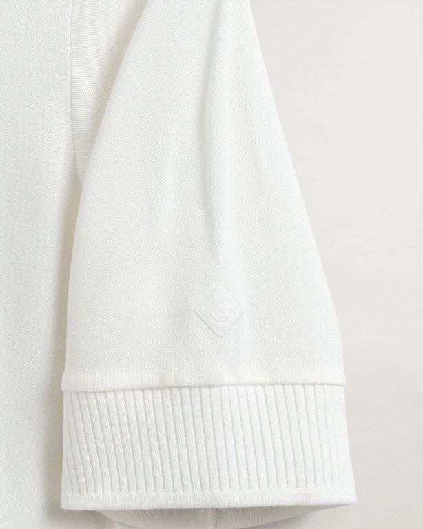 Gant Detail Collar Piqué Women's Polos White | W0yKoUdq2ih