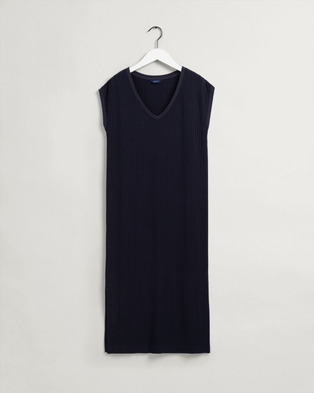 Gant Detail Slit Jersey Women's Dresses Blue | AElrjBdVDhh