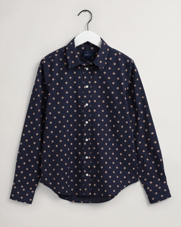 Gant Dot Print Women\'s Shirts Blue | 91DpW4xlNw9