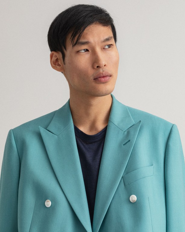 Gant Double-Breasted Summer Suit Men's Blazers Light Turquoise Green | DaUIAOCY2ya