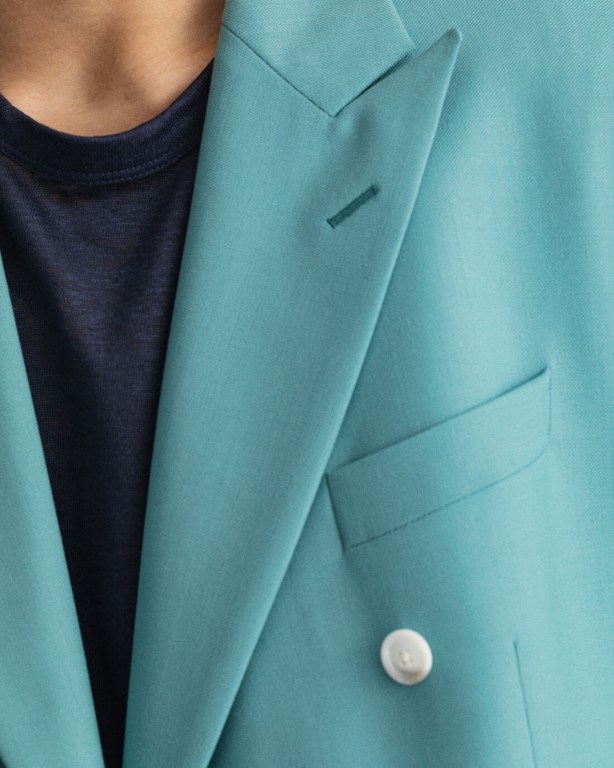 Gant Double-Breasted Summer Suit Men's Blazers Light Turquoise Green | DaUIAOCY2ya