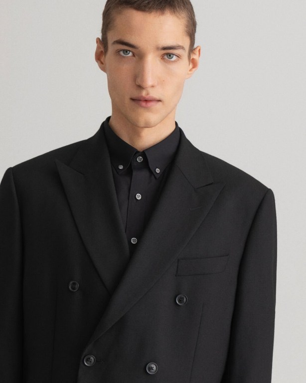 Gant Double-Breasted Summer Suit Men's Blazers Black | I01oiJCUmne