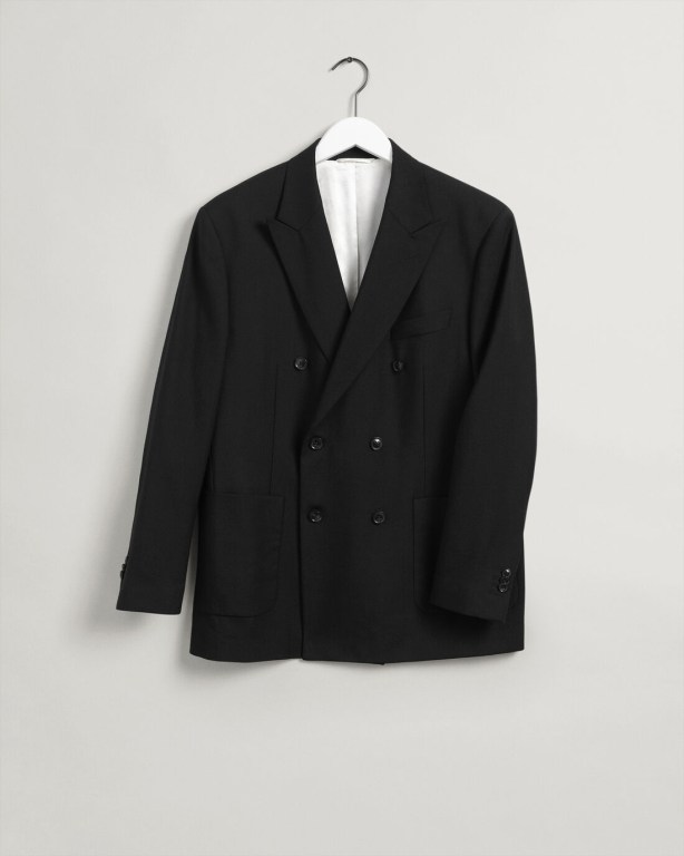 Gant Double-Breasted Summer Suit Men's Blazers Black | I01oiJCUmne