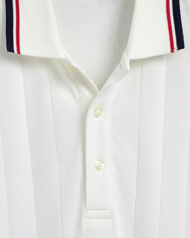 Gant Drop Needle Short Sleeve Rugger Men's Polo Shirts White | pm2TQvn4THU