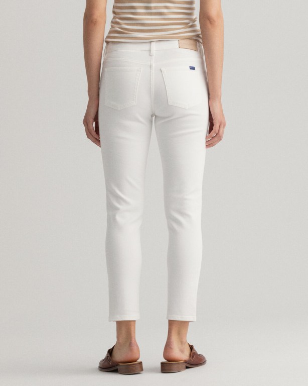 Gant Farla Slim Fit Cropped White Women's Jeans White | GUTbeC1rMIp