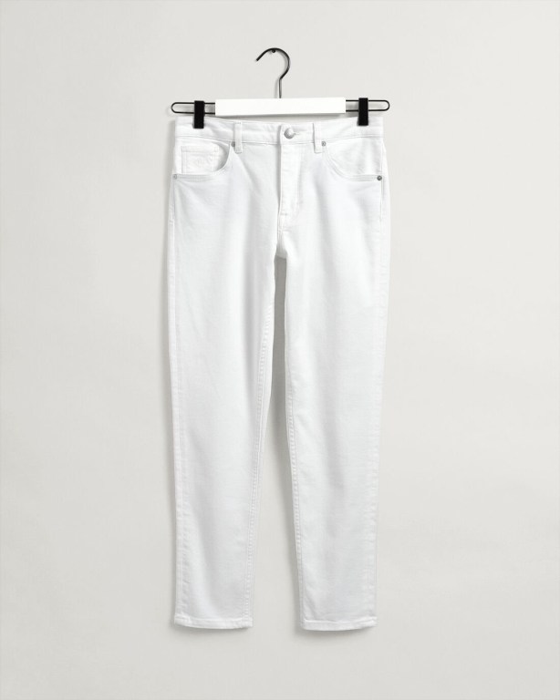 Gant Farla Slim Fit Cropped White Women's Jeans White | GUTbeC1rMIp