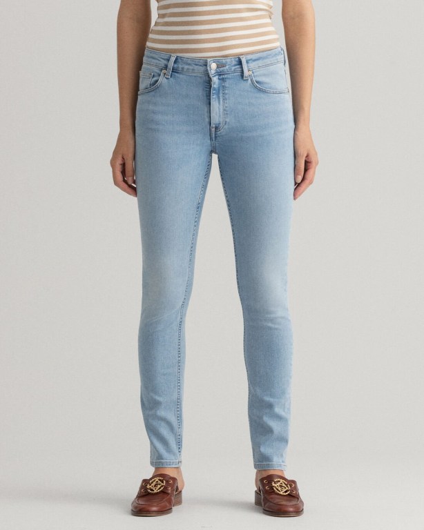 Gant Farla Slim Fit Super Stretch Women's Jeans Light Blue | hwlgOB2K5Fr