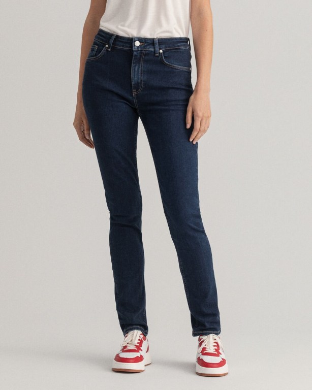 Gant Farla Slim Fit Super Stretch Women's Jeans Dark Blue | zWDjNKZJtUx