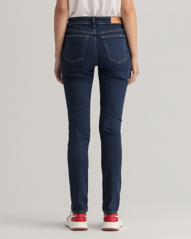 Gant Farla Slim Fit Super Stretch Women's Jeans Dark Blue | zWDjNKZJtUx