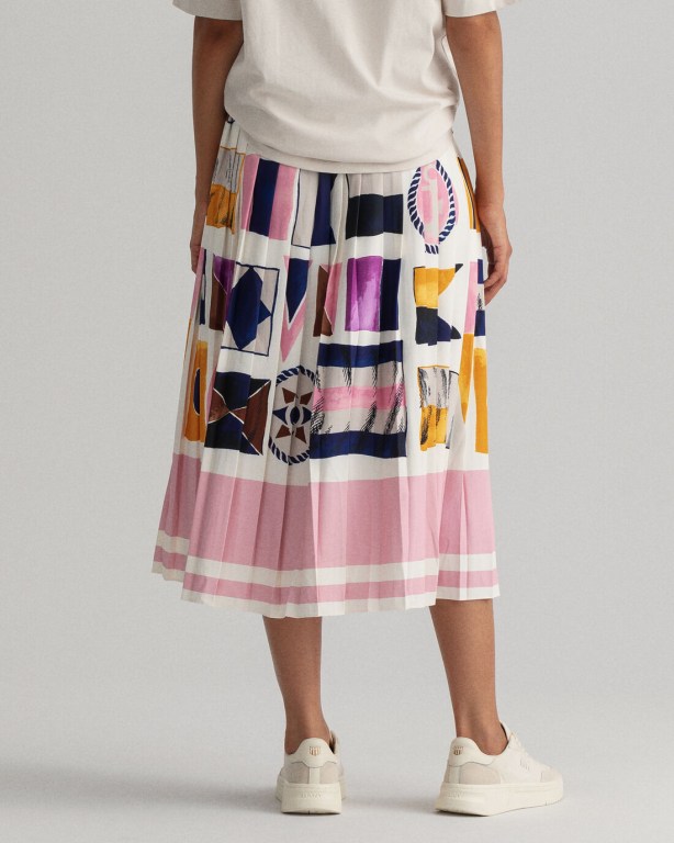 Gant Flag Print Pleated Women's Skirts White | z9DSHZvX5VD