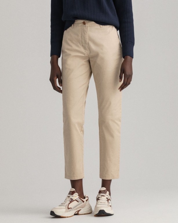 Gant Fryda Slim Fit Classic Chinos Women's Pants Light Yellow | SiajNuwgatW