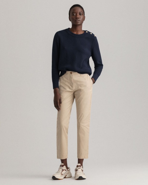 Gant Fryda Slim Fit Classic Chinos Women's Pants Light Yellow | SiajNuwgatW