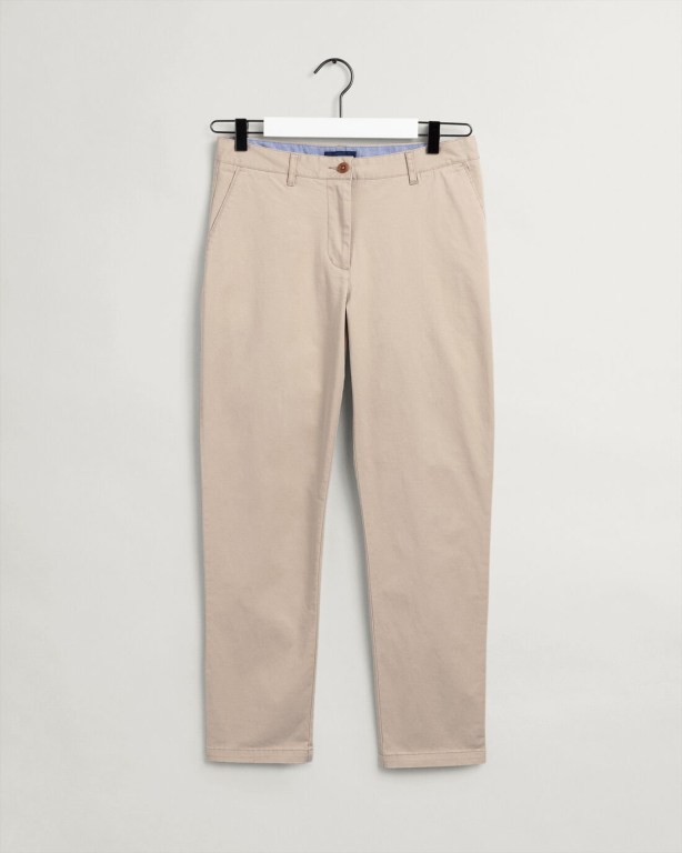 Gant Fryda Slim Fit Classic Chinos Women's Pants Light Yellow | SiajNuwgatW