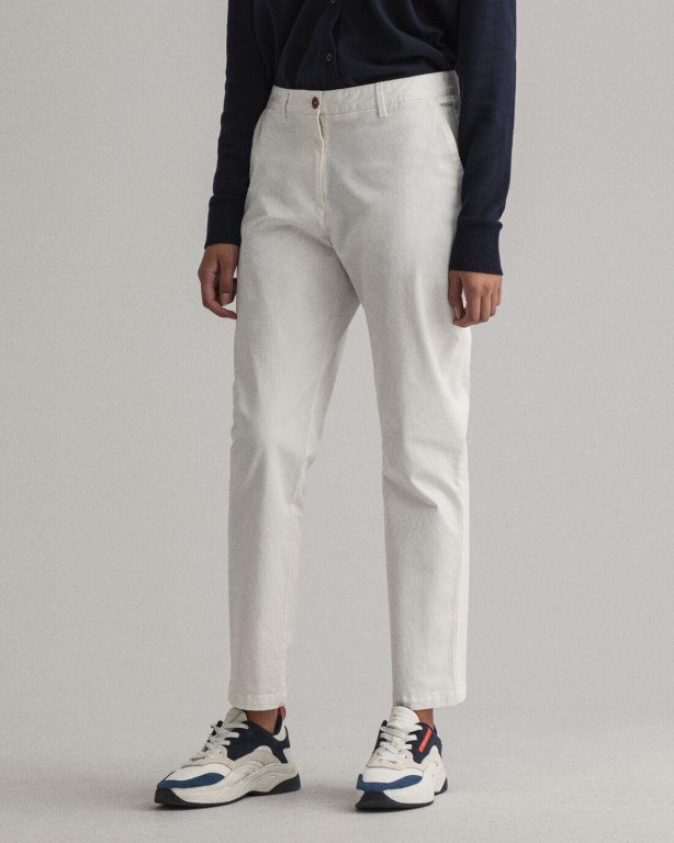 Gant Fryda Slim Fit Classic Chinos Women's Pants White | drtPDBHJxU9