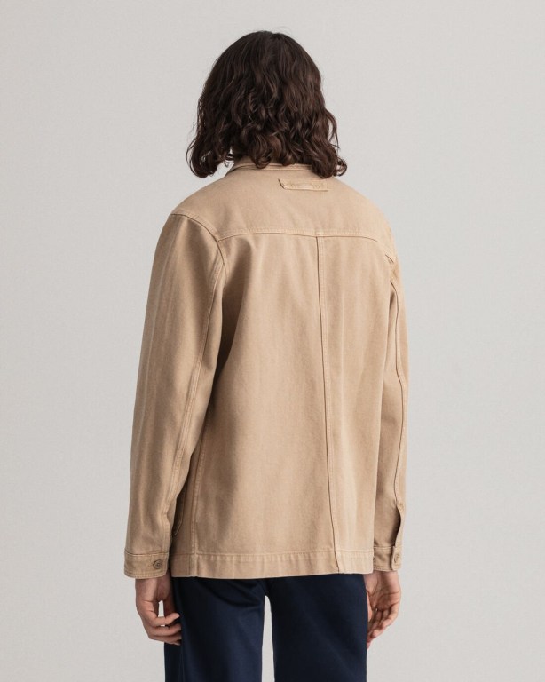 Gant Gart-Dyed Over Men's Shirts Beige | Vtud2Y1G3uh