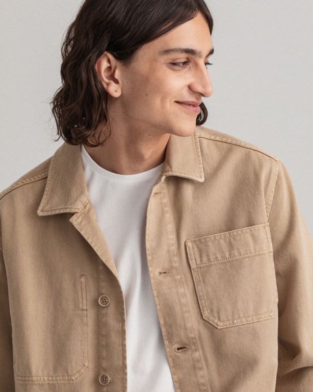 Gant Gart-Dyed Over Men's Shirts Beige | Vtud2Y1G3uh