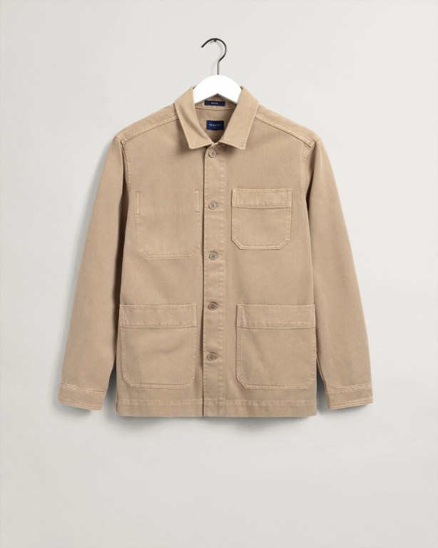 Gant Gart-Dyed Over Men's Shirts Beige | Vtud2Y1G3uh