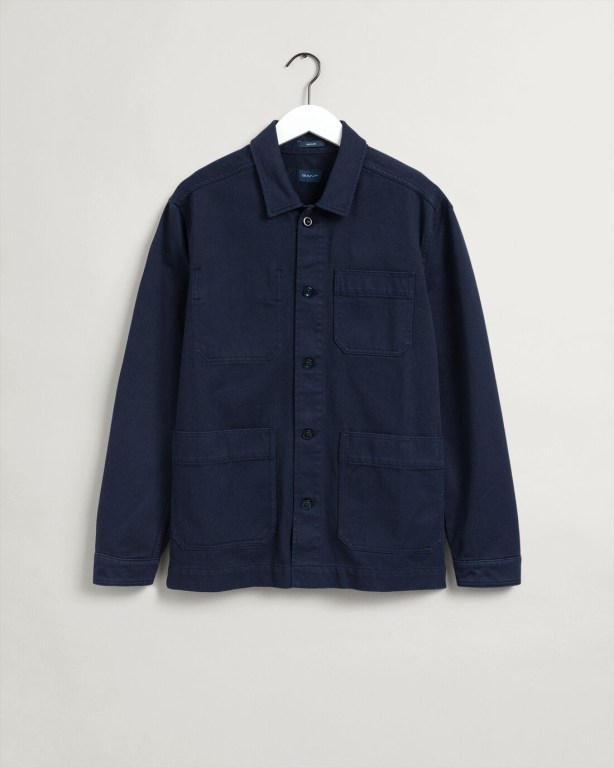 Gant Gart-Dyed Over Men's Shirts Blue | SoZPO6RrD3t