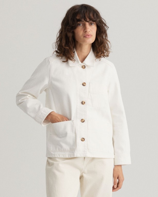 Gant Gart-Dyed Shirt Women's Jackets White | qdFDLyvAd91