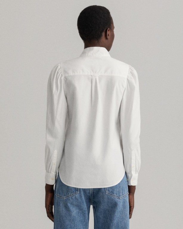 Gant Gart-Washed Oxford Bow Women's Shirts White | 4HOW7jKRmhW