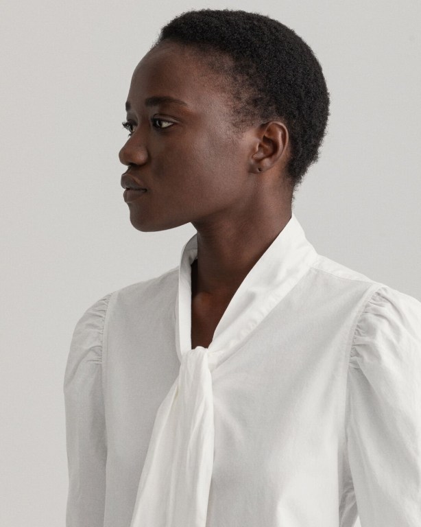 Gant Gart-Washed Oxford Bow Women's Shirts White | 4HOW7jKRmhW