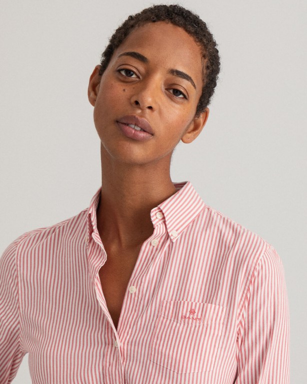 Gant Gart-Washed Stripe Oxford Women's Shirts Rose | UaZ570JBWAo