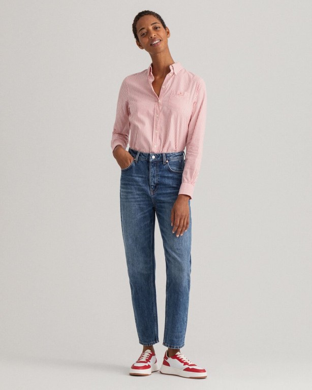 Gant Gart-Washed Stripe Oxford Women's Shirts Rose | UaZ570JBWAo