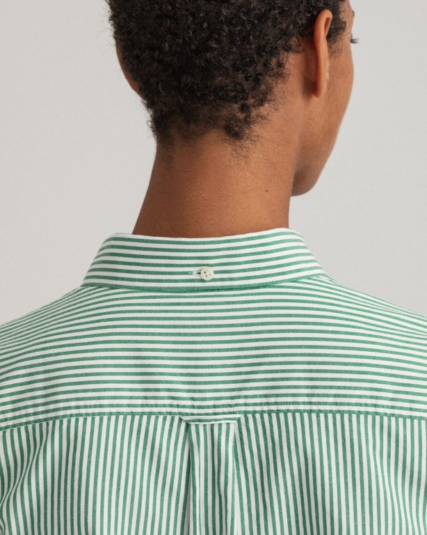 Gant Gart-Washed Stripe Oxford Women's Shirts Green | cEwujIFH4uh