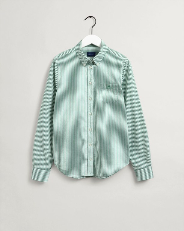 Gant Gart-Washed Stripe Oxford Women's Shirts Green | cEwujIFH4uh