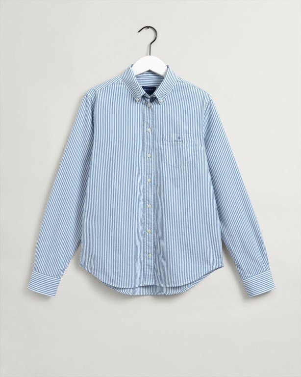 Gant Gart-Washed Stripe Oxford Women's Shirts Silver Blue | dY39XdnIivO