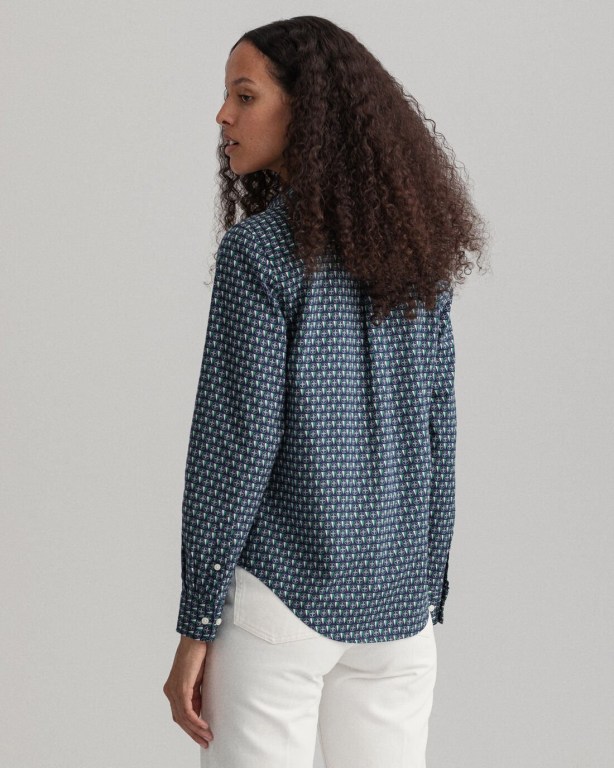 Gant Geometric Women's Shirts Blue | wWwzRgnAoPd